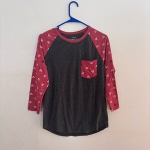 Sunday Work Clothes Red & Gray Raglan Baseball Tee Small